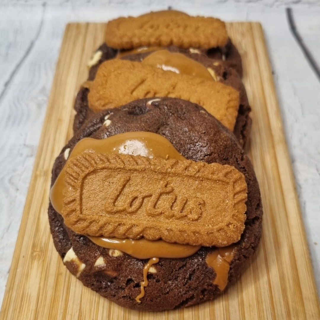 Double Chocolate Biscoff Stuffed Cookies