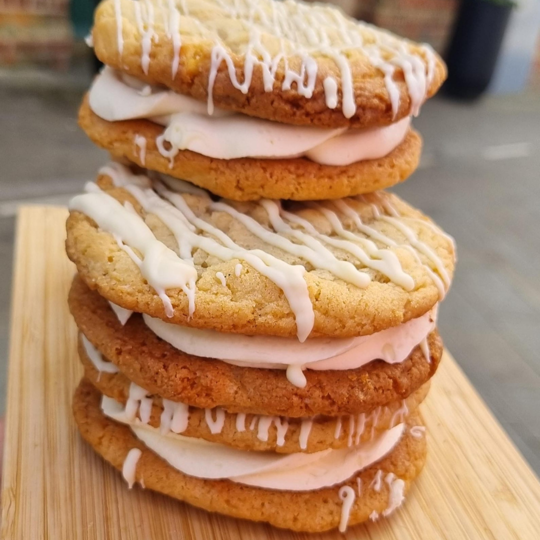 Caramel and White Chocolate Cookie Sandwich